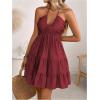 image:imageSOLY HUX Womens Summer Mini Dress Halter Backless Sleeveless A Line Ruffle Hem Flowy Cami Dresses SundressPure Burgundy