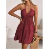 image:imageSOLY HUX Womens Summer Mini Dress Halter Backless Sleeveless A Line Ruffle Hem Flowy Cami Dresses SundressPure Burgundy