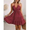 image:imageSOLY HUX Womens Summer Mini Dress Halter Backless Sleeveless A Line Ruffle Hem Flowy Cami Dresses SundressPure Burgundy