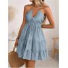 image:imageSOLY HUX Womens Summer Mini Dress Halter Backless Sleeveless A Line Ruffle Hem Flowy Cami Dresses SundressPure Dusty Blue