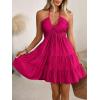 image:imageSOLY HUX Womens Summer Mini Dress Halter Backless Sleeveless A Line Ruffle Hem Flowy Cami Dresses SundressPure Hotpink
