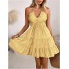 image:imageSOLY HUX Womens Summer Mini Dress Halter Backless Sleeveless A Line Ruffle Hem Flowy Cami Dresses SundressPure Light Yellow