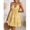 image:imageSOLY HUX Womens Summer Mini Dress Halter Backless Sleeveless A Line Ruffle Hem Flowy Cami Dresses SundressPure Light Yellow