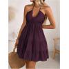 image:imageSOLY HUX Womens Summer Mini Dress Halter Backless Sleeveless A Line Ruffle Hem Flowy Cami Dresses SundressPure Maroon