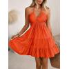 image:imageSOLY HUX Womens Summer Mini Dress Halter Backless Sleeveless A Line Ruffle Hem Flowy Cami Dresses SundressPure Orange