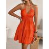 image:imageSOLY HUX Womens Summer Mini Dress Halter Backless Sleeveless A Line Ruffle Hem Flowy Cami Dresses SundressPure Orange
