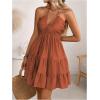 image:imageSOLY HUX Womens Summer Mini Dress Halter Backless Sleeveless A Line Ruffle Hem Flowy Cami Dresses SundressPure Rust Brown