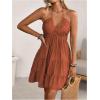 image:imageSOLY HUX Womens Summer Mini Dress Halter Backless Sleeveless A Line Ruffle Hem Flowy Cami Dresses SundressPure Rust Brown