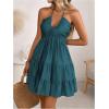 image:imageSOLY HUX Womens Summer Mini Dress Halter Backless Sleeveless A Line Ruffle Hem Flowy Cami Dresses SundressPure Teal Blue