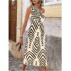 image:imageSOLY HUX Womens Summer Printed One Shoulder Dress Cut Out Split Hem Flowy Midi DressesApricot Geometric