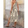 image:imageSOLY HUX Womens Summer Printed One Shoulder Dress Cut Out Split Hem Flowy Midi DressesApricot Geometric