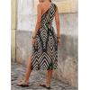 image:imageSOLY HUX Womens Summer Printed One Shoulder Dress Cut Out Split Hem Flowy Midi DressesBlack Geometric