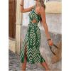 image:imageSOLY HUX Womens Summer Printed One Shoulder Dress Cut Out Split Hem Flowy Midi DressesGreen Geometric