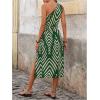 image:imageSOLY HUX Womens Summer Printed One Shoulder Dress Cut Out Split Hem Flowy Midi DressesGreen Geometric