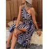 image:imageSOLY HUX Womens Summer Printed One Shoulder Dress Cut Out Split Hem Flowy Midi DressesMulticoloured Geometric