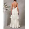 image:imageSOLY HUX Womens Sundresses Ruffle Layered Halter Flowy Maxi Dress Elegant Wedding Guest DressesPlain Apricot