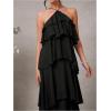 image:imageSOLY HUX Womens Sundresses Ruffle Layered Halter Flowy Maxi Dress Elegant Wedding Guest DressesPlain Black