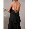 image:imageSOLY HUX Womens Sundresses Ruffle Layered Halter Flowy Maxi Dress Elegant Wedding Guest DressesPlain Black