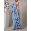image:imageSOLY HUX Womens Sundresses Ruffle Layered Halter Flowy Maxi Dress Elegant Wedding Guest DressesPlain Blue