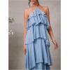 image:imageSOLY HUX Womens Sundresses Ruffle Layered Halter Flowy Maxi Dress Elegant Wedding Guest DressesPlain Blue