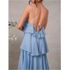 image:imageSOLY HUX Womens Sundresses Ruffle Layered Halter Flowy Maxi Dress Elegant Wedding Guest DressesPlain Blue