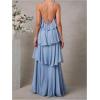 image:imageSOLY HUX Womens Sundresses Ruffle Layered Halter Flowy Maxi Dress Elegant Wedding Guest DressesPlain Blue