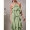 image:imageSOLY HUX Womens Sundresses Ruffle Layered Halter Flowy Maxi Dress Elegant Wedding Guest DressesPlain Green