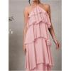 image:imageSOLY HUX Womens Sundresses Ruffle Layered Halter Flowy Maxi Dress Elegant Wedding Guest DressesPlain Pink
