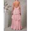 image:imageSOLY HUX Womens Sundresses Ruffle Layered Halter Flowy Maxi Dress Elegant Wedding Guest DressesPlain Pink