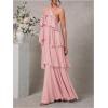 image:imageSOLY HUX Womens Sundresses Ruffle Layered Halter Flowy Maxi Dress Elegant Wedding Guest DressesPlain Pink