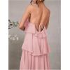 image:imageSOLY HUX Womens Sundresses Ruffle Layered Halter Flowy Maxi Dress Elegant Wedding Guest DressesPlain Pink