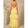 image:imageSOLY HUX Womens Sundresses Ruffle Layered Halter Flowy Maxi Dress Elegant Wedding Guest DressesPlain Yellow