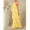 image:imageSOLY HUX Womens Sundresses Ruffle Layered Halter Flowy Maxi Dress Elegant Wedding Guest DressesPlain Yellow