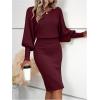image:imageSOLY HUX Womens Sweater Dress Bishop Long Sleeve Crewneck Bodycon Casual DressesPlain Burgundy