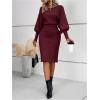 image:imageSOLY HUX Womens Sweater Dress Bishop Long Sleeve Crewneck Bodycon Casual DressesPlain Burgundy