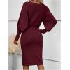 image:imageSOLY HUX Womens Sweater Dress Bishop Long Sleeve Crewneck Bodycon Casual DressesPlain Burgundy