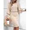 image:imageSOLY HUX Womens Sweater Dress Bishop Long Sleeve Crewneck Bodycon Casual DressesPure Apricot