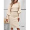 image:imageSOLY HUX Womens Sweater Dress Bishop Long Sleeve Crewneck Bodycon Casual DressesPure Apricot