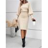 image:imageSOLY HUX Womens Sweater Dress Bishop Long Sleeve Crewneck Bodycon Casual DressesPure Apricot