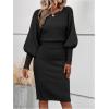 image:imageSOLY HUX Womens Sweater Dress Bishop Long Sleeve Crewneck Bodycon Casual DressesPure Black