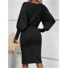 image:imageSOLY HUX Womens Sweater Dress Bishop Long Sleeve Crewneck Bodycon Casual DressesPure Black