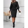 image:imageSOLY HUX Womens Sweater Dress Bishop Long Sleeve Crewneck Bodycon Casual DressesPure Black