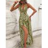 image:imageSOLY HUX Womens Tie Backless Cut Out Halter Dress Deep V Neck High Split Long Flowy DressesArmy Green Geometric