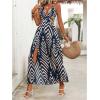 image:imageSOLY HUX Womens Tie Backless Cut Out Halter Dress Deep V Neck High Split Long Flowy DressesBlue Geometric