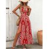 image:imageSOLY HUX Womens Tie Backless Cut Out Halter Dress Deep V Neck High Split Long Flowy DressesRed Geometric