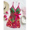 image:imageSOLY HUX Womens Tropical Print Mini Dress Summer Wrap V Neck Bow Tie Vacation DressesGreen Floral