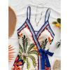 image:imageSOLY HUX Womens Tropical Print Mini Dress Summer Wrap V Neck Bow Tie Vacation DressesMulticoloured Graphic
