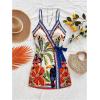 image:imageSOLY HUX Womens Tropical Print Mini Dress Summer Wrap V Neck Bow Tie Vacation DressesMulticoloured Graphic