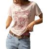 image:imageSOLY HUX Womens Y2k Graphic Tees Short Sleeve Boat Neck T Shirt Vintage Summer Tops StreetwearPink Letter