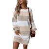 image:imageSOLY HUX Sweater Dresses for Women 2025 Long Sleeve Striped Knit Dress Fall Winter Dresses for Women TrendyApricot and White